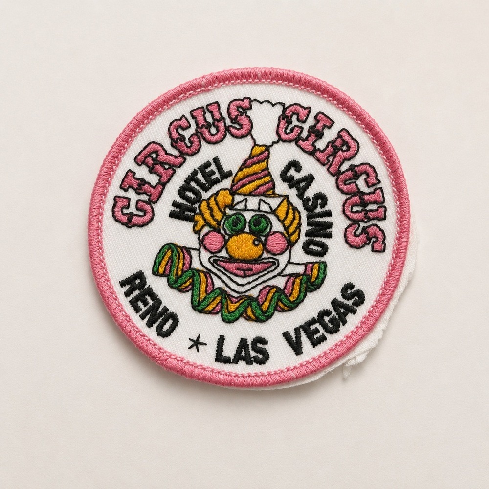 Circus Circus Hotel Casino Vintage Patch Kidcore Clown Reno Las Vegas Pink 3"